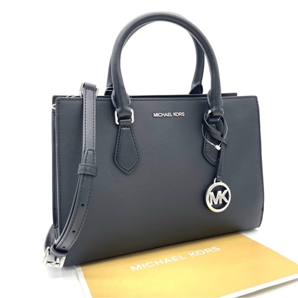 Michael Kors Sheila Medium Center Zip Satchel Bag Black - Picture 2 of 11
